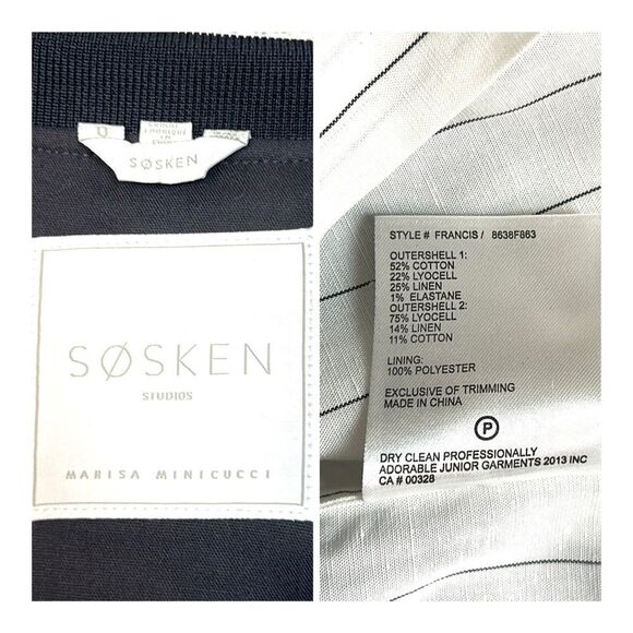 Sosken Charcoal Bomber Layered Combo Jacket & Striped Shirt Cotton Blend size 0 - Picture 13 of 16